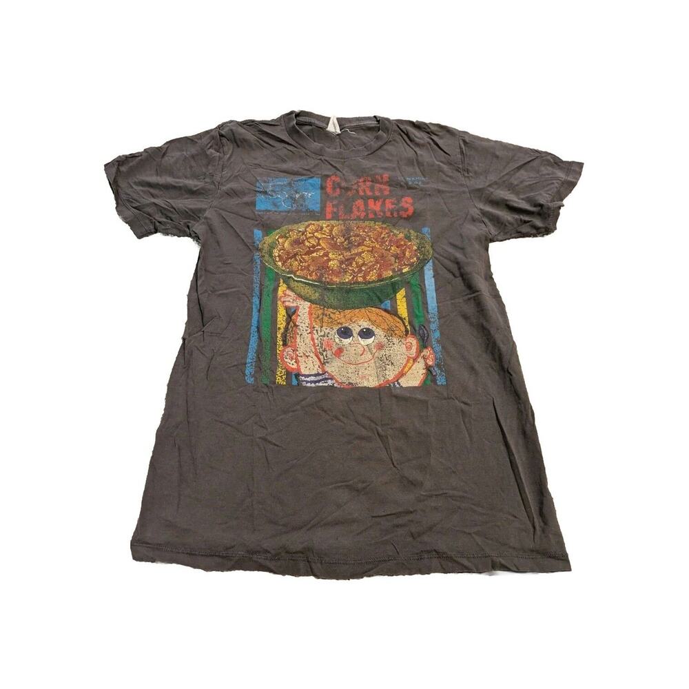 Vintage Kroger Corn Flakes Graphic T-shirt Short Sleeve Brown Size M
